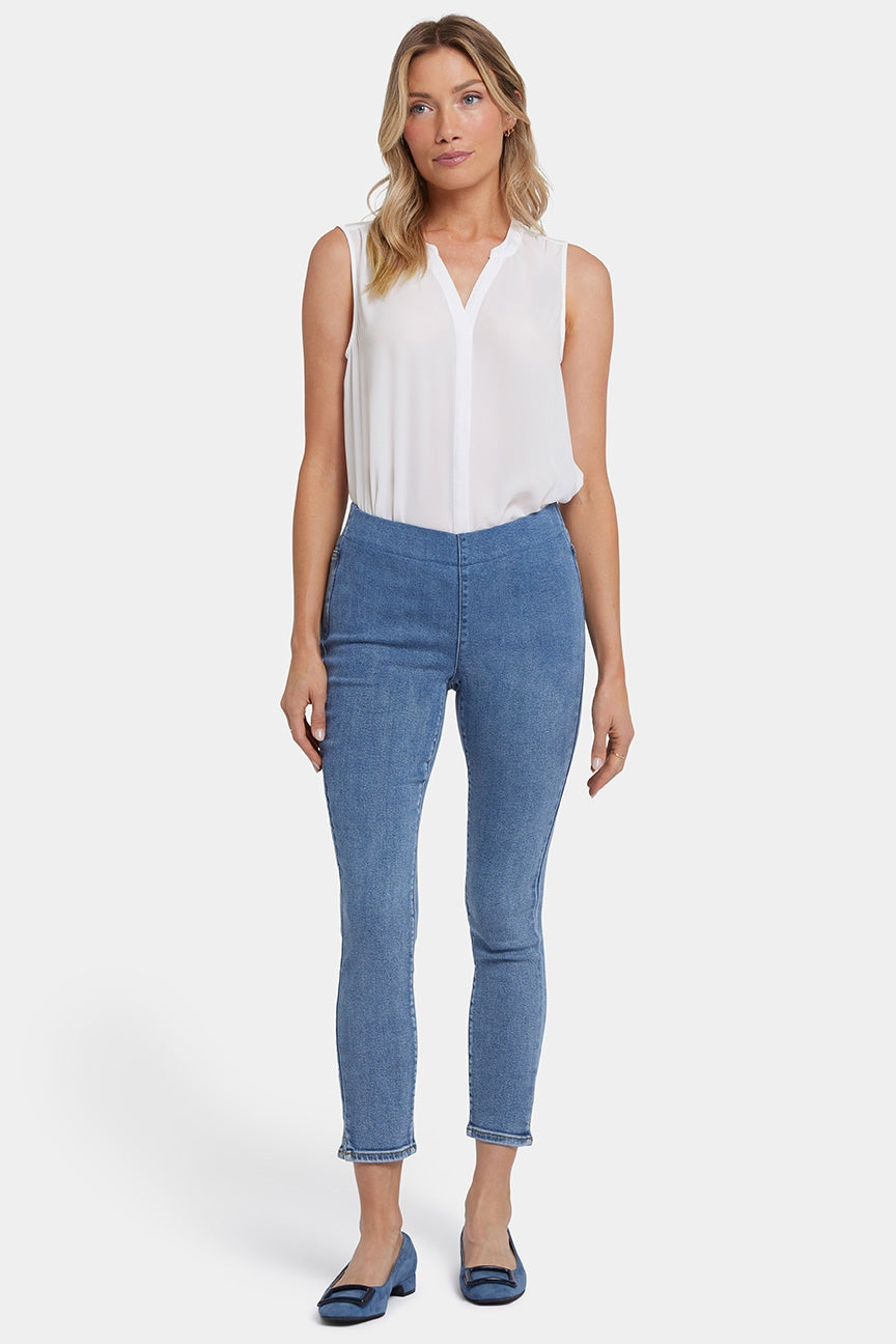 Ami Skinny Ankle Pull-On Jeans In Soft-Contour Denim™ With Side Slits | Minorca Isle | Pants | NYDJ