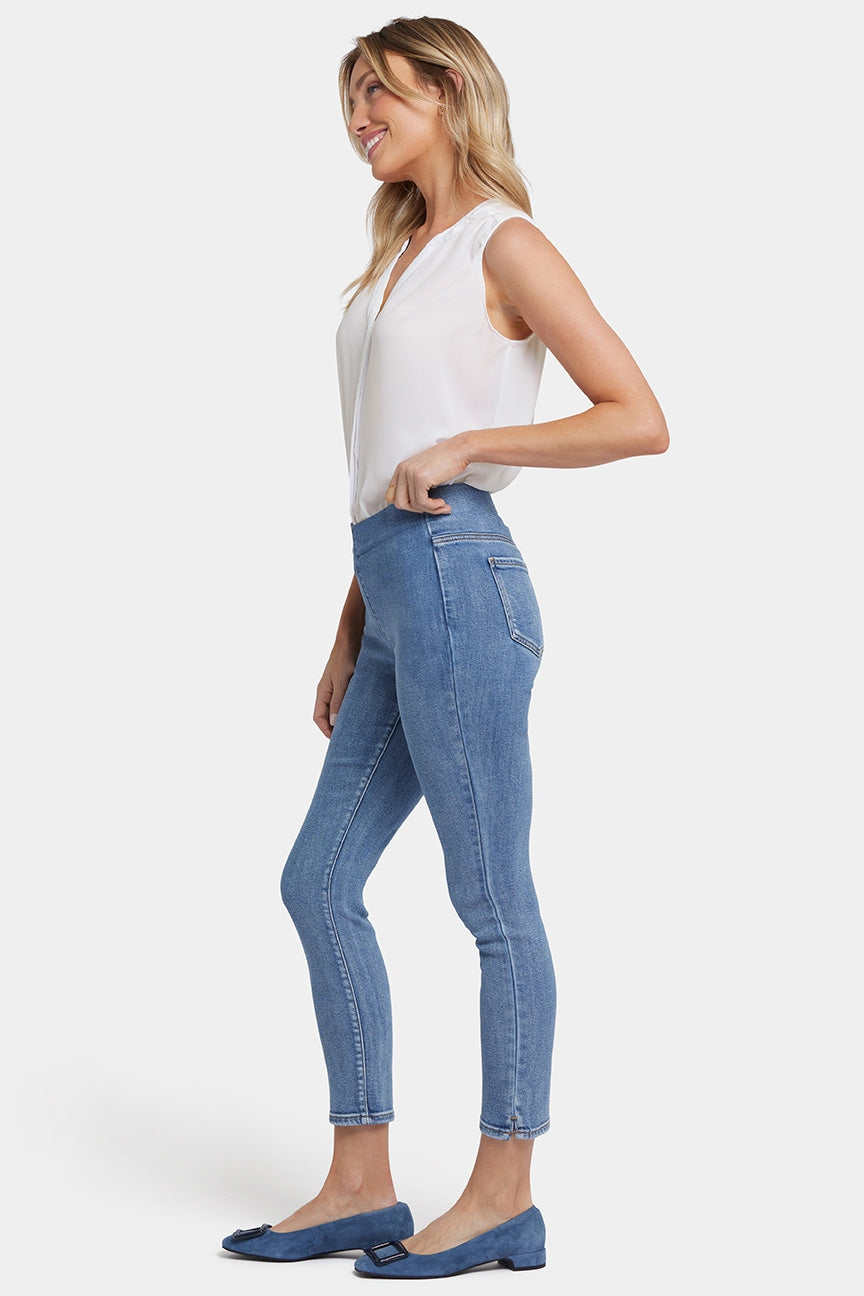 Ami Skinny Ankle Pull-On Jeans In Soft-Contour Denim™ With Side Slits | Minorca Isle | Pants | NYDJ