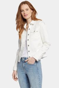 Frayed Hem Jacket In Stretch Twill | Optic White | Jacket | NYDJ