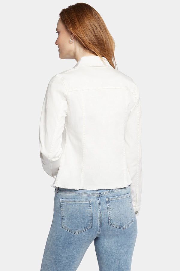 Frayed Hem Jacket In Stretch Twill | Optic White | Jacket | NYDJ