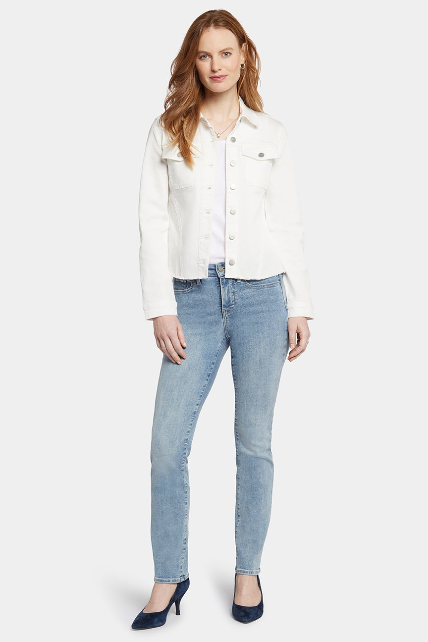 Frayed Hem Jacket In Stretch Twill | Optic White | Jacket | NYDJ