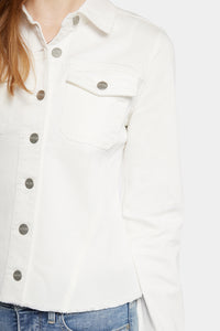 Frayed Hem Jacket In Stretch Twill | Optic White | Jacket | NYDJ