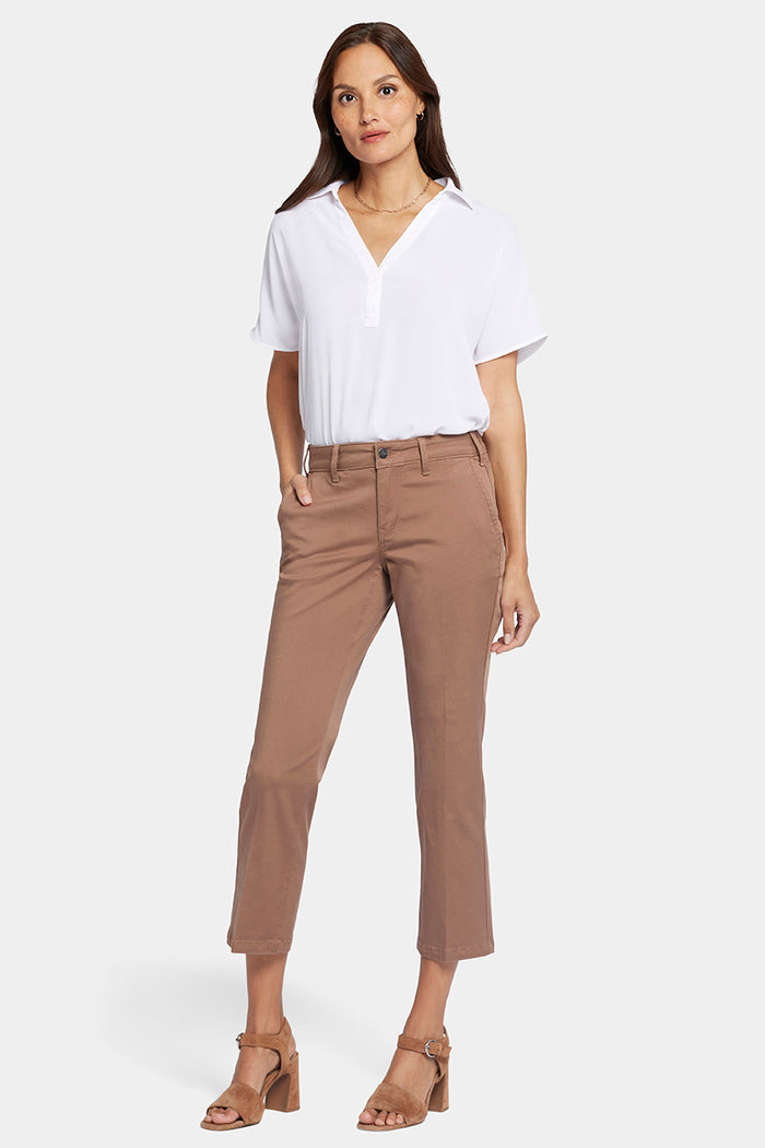 Straight Leg Ankle Trouser Brown Stretch Twill | Baguette | Non Denim | NYDJ