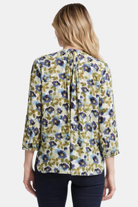 Pintuck Blouse Flower Print | Indigo Blooms | Blouse | NYDJ