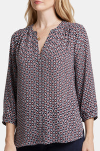 Pintuck Blouse Graphic Print | Pinnacle Vista | Blouse | NYDJ