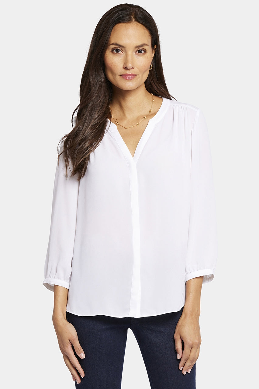 Pintuck Blouse | Optic White | Blouse | NYDJ