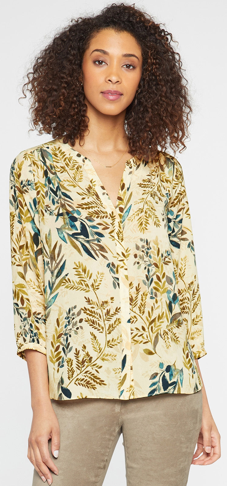 Pintuck Blouse Nature Print | Elm Hill | Blouse | NYDJ