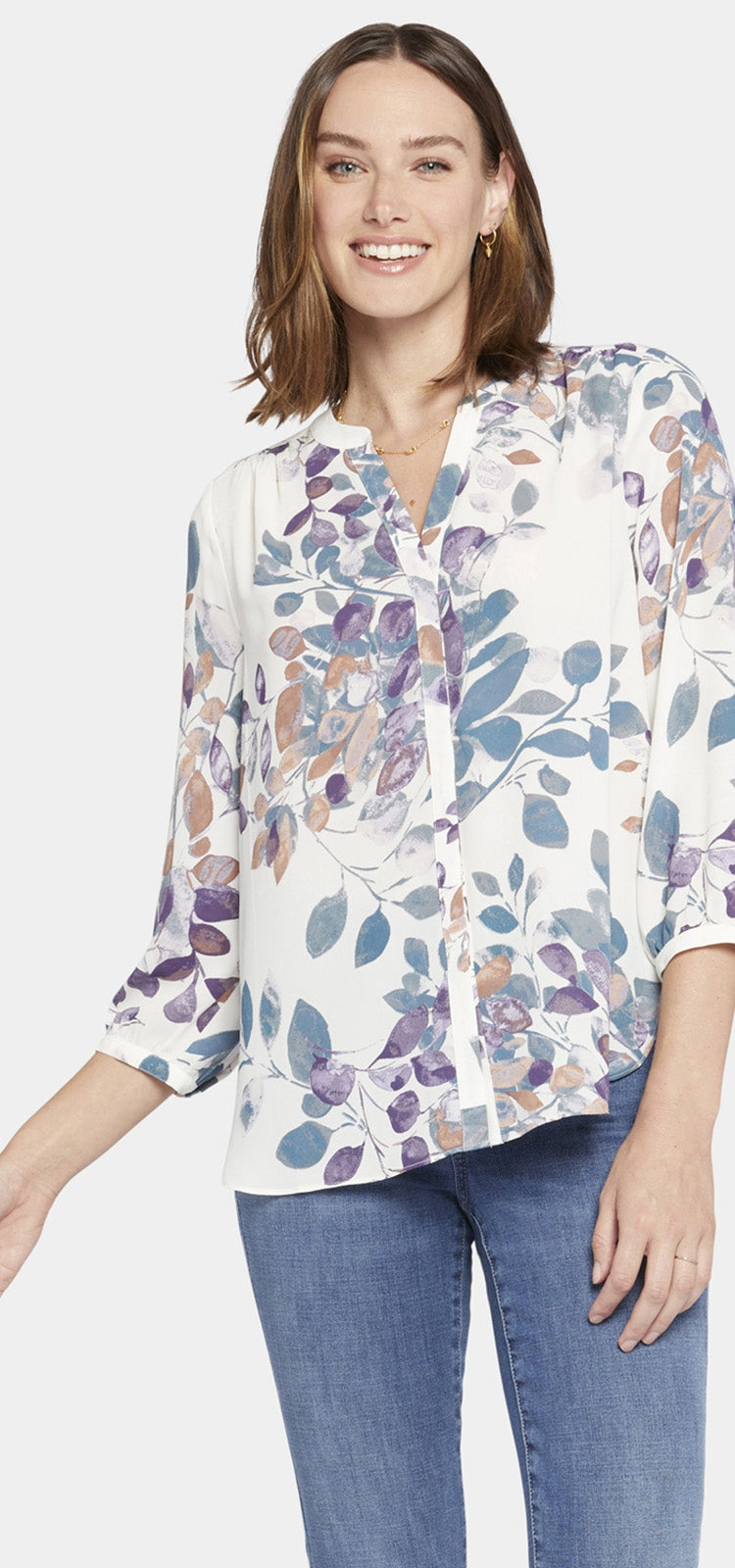 Pintuck Blouse Nature Print | Willowcreek | Blouse | NYDJ