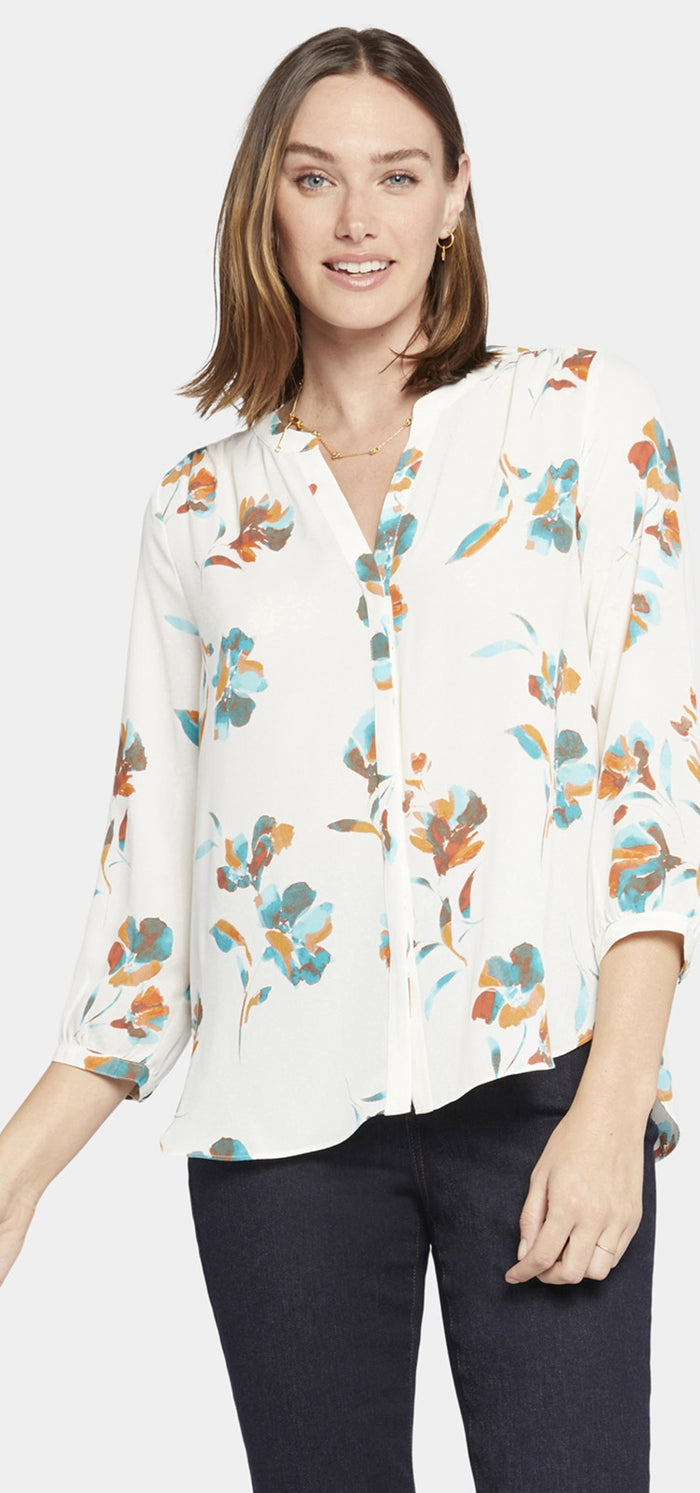 Pintuck Blouse Floral Print | Dream Lily | Blouse | NYDJ