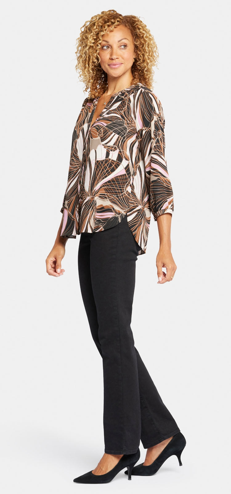 Pintuck Blouse Graphic Print | Half Moon Bay | Blouse | NYDJ