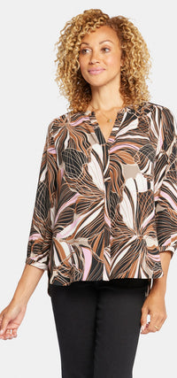 Pintuck Blouse Graphic Print | Half Moon Bay | Blouse | NYDJ