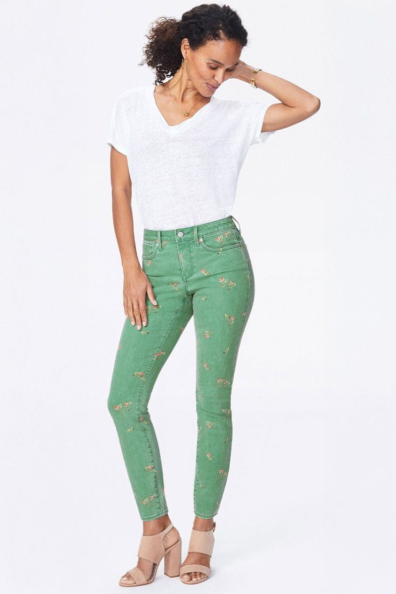 Ami Skinny Jeans Green Twill | Native Floral Vanilla | Non Denim | NYDJ
