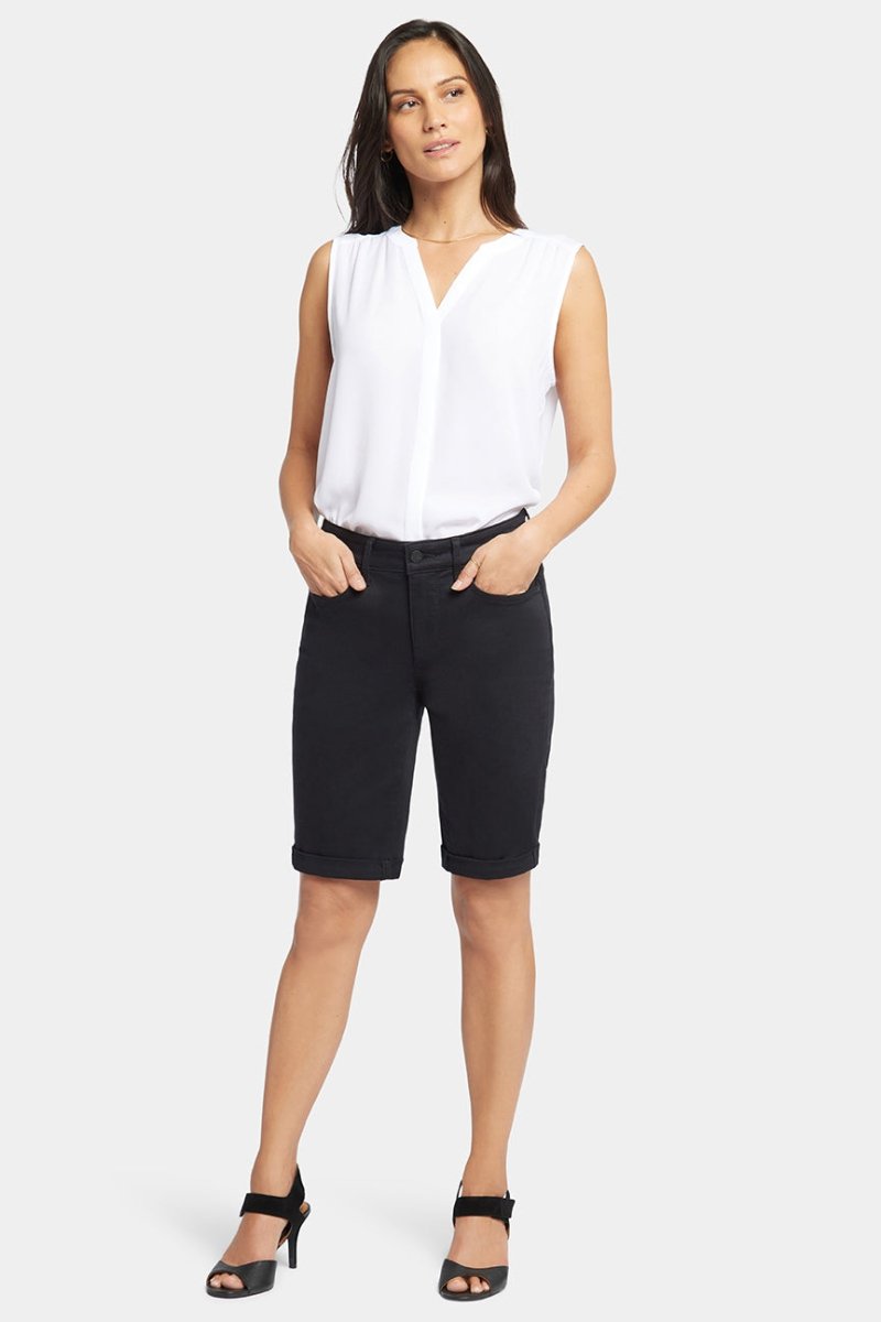Briella 11 Inch Denim Shorts With Roll Cuffs | Black | Shorts | NYDJ
