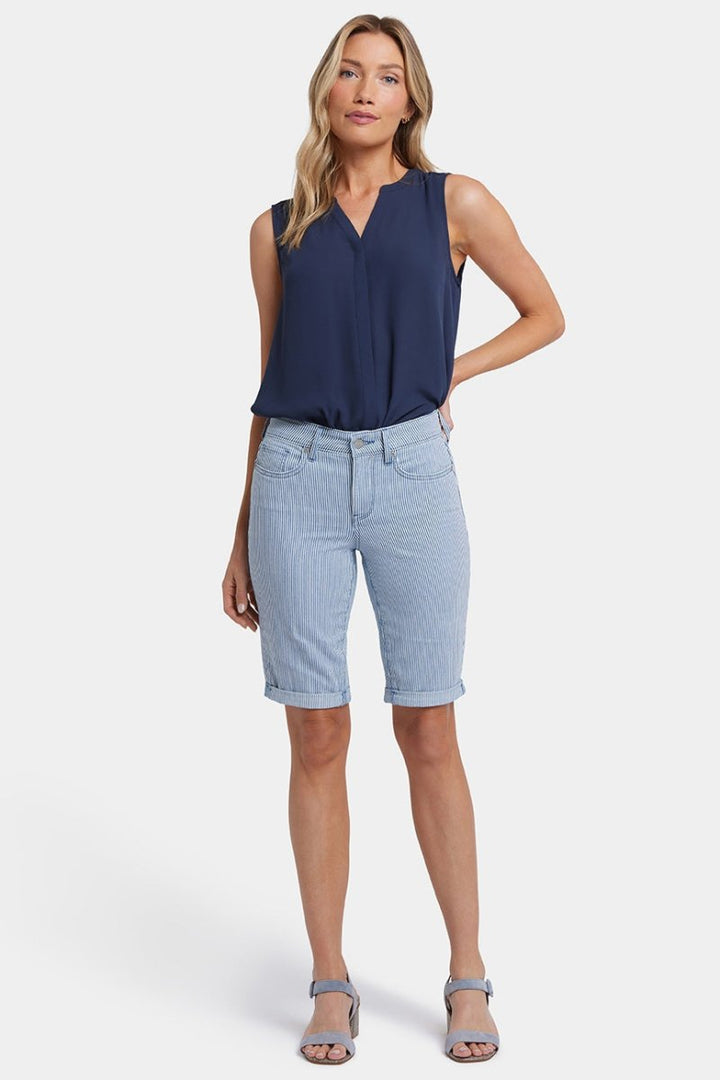Briella 11 Inch Denim Shorts With Roll Cuffs | Merida Stripe | Shorts | NYDJ