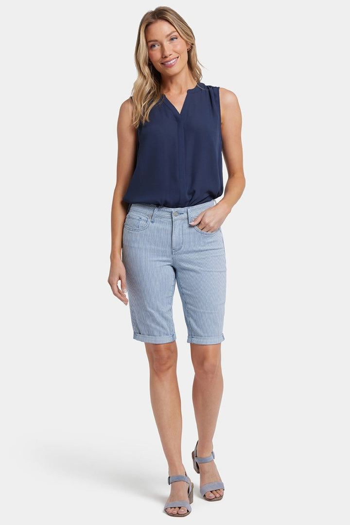 Briella 11 Inch Denim Shorts With Roll Cuffs | Merida Stripe | Shorts | NYDJ