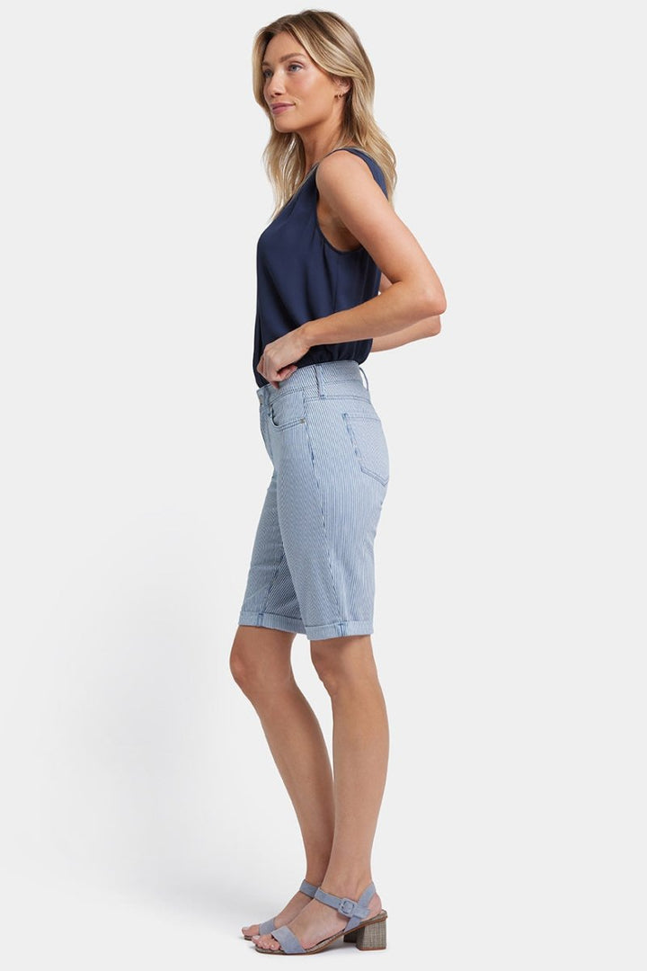 Briella 11 Inch Denim Shorts With Roll Cuffs | Merida Stripe | Shorts | NYDJ