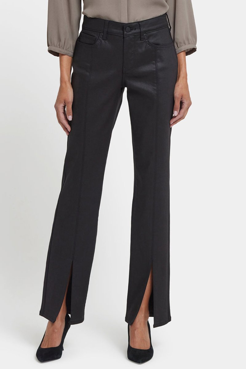 Coated Marilyn Straight Jeans | Black Coated | Pants | NYDJ