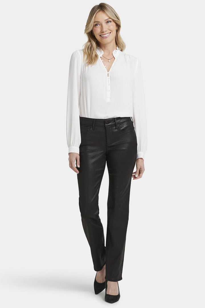 Coated Marilyn Straight Jeans | Black Coated | Pants | NYDJ