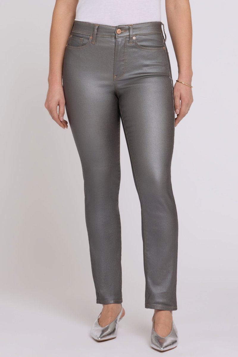 Coated Sheri Slim Straight Jeans | Coated Pewter - NYDJ