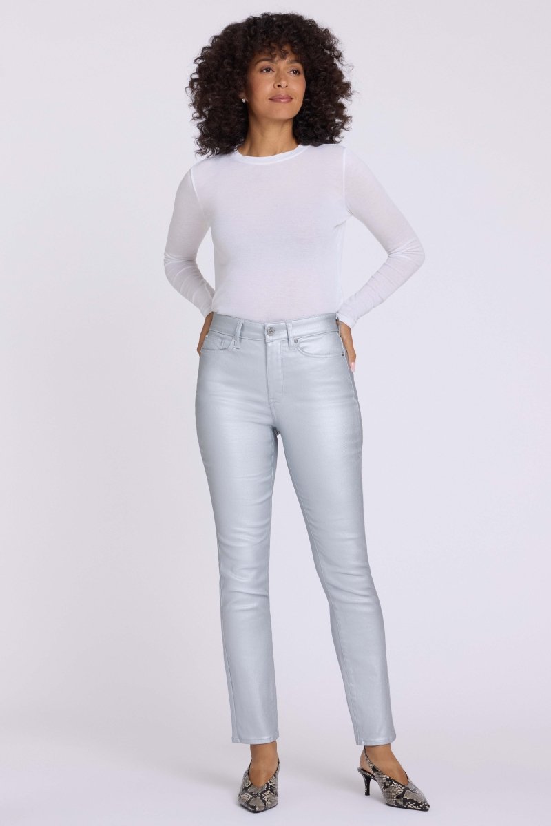 Coated Sheri Slim Straight Jeans | Coated Silver - NYDJ