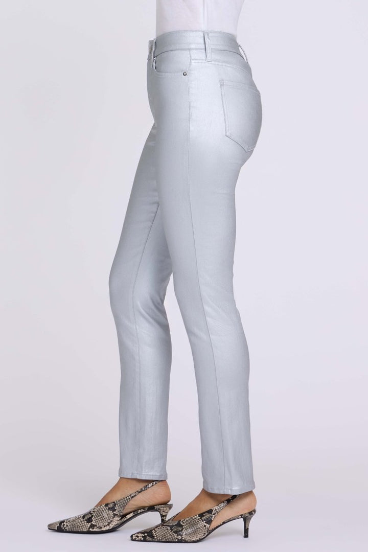 Coated Sheri Slim Straight Jeans | Coated Silver - NYDJ