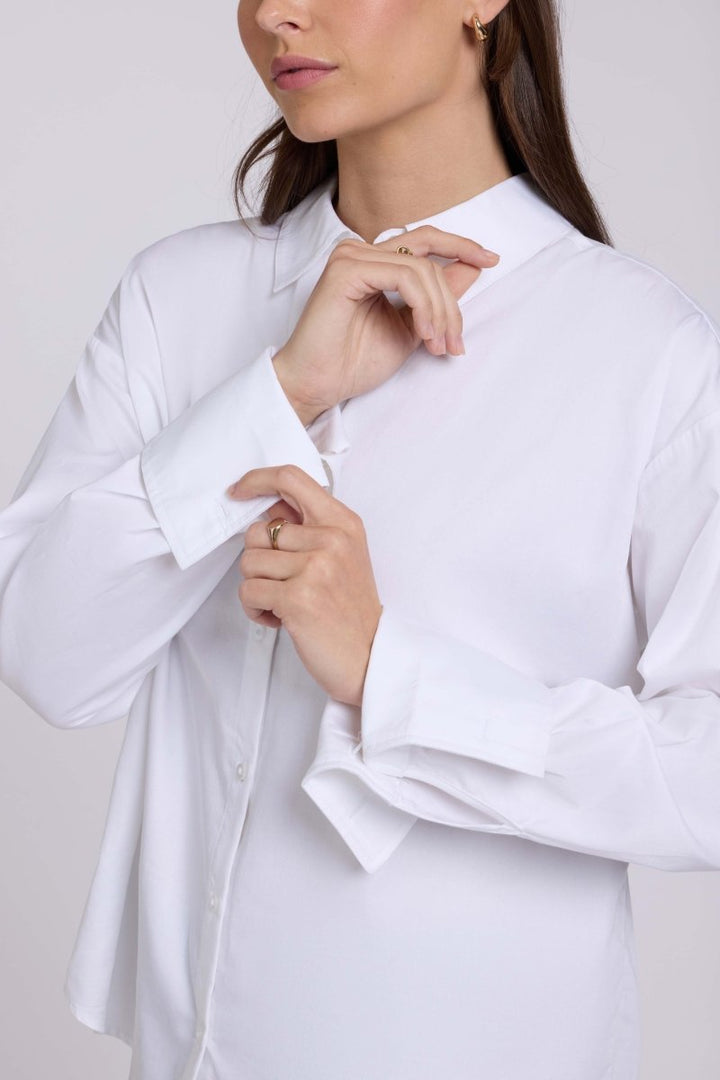 Daphne Shirt in Cotton Poplin | Optic White - NYDJ