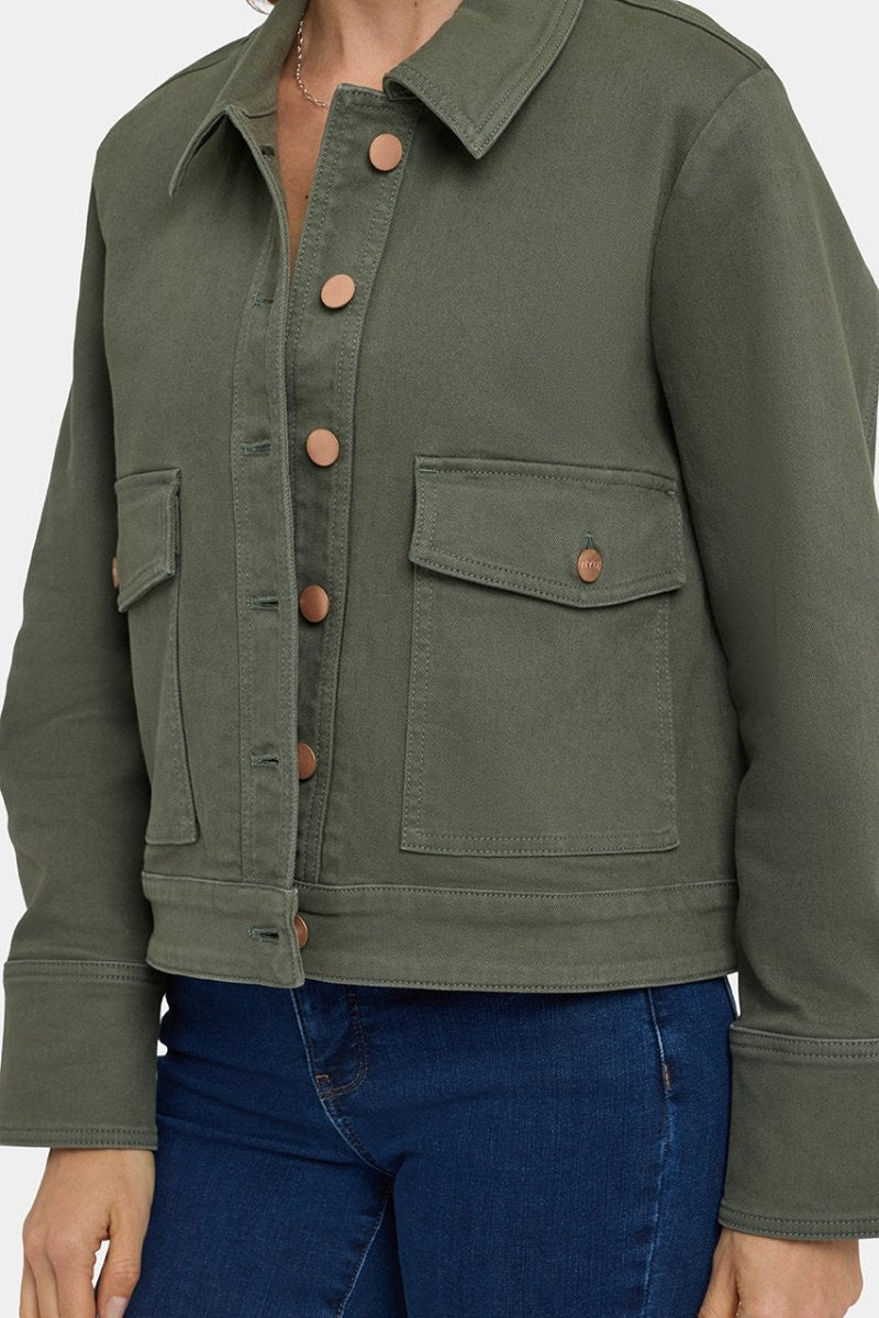 Denim Jacket With Oversize Pockets | Desert Green | Denim | NYDJ
