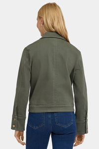 Denim Jacket With Oversize Pockets | Desert Green | Denim | NYDJ