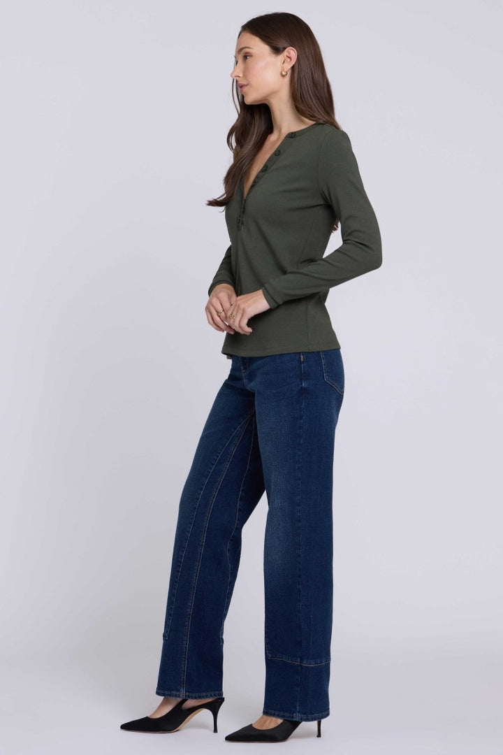 Emery Ribbed Henley | True Olive - NYDJ