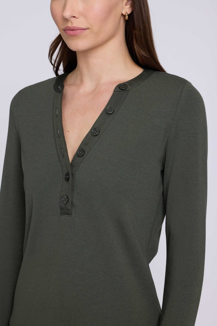 Emery Ribbed Henley | True Olive - NYDJ