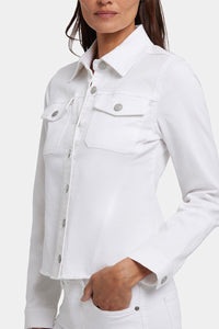 Frayed Hem Jacket In Stretch Twill | Optic White | Jacket | NYDJ