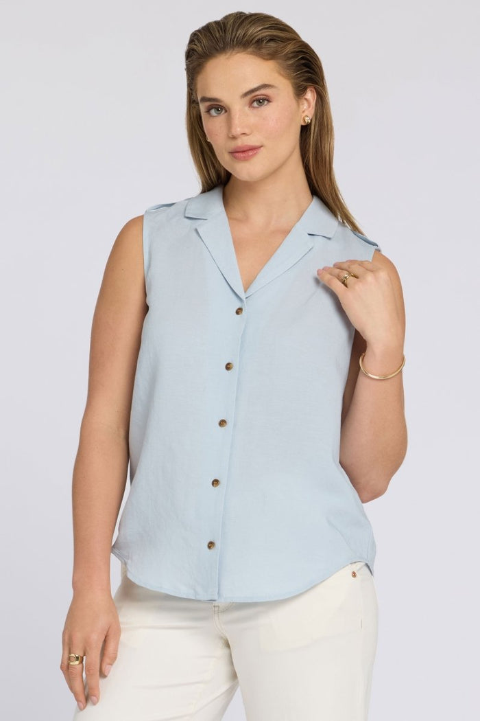 Gabrielle Sleeveless Linen Blouse | Blue Clover - NYDJ