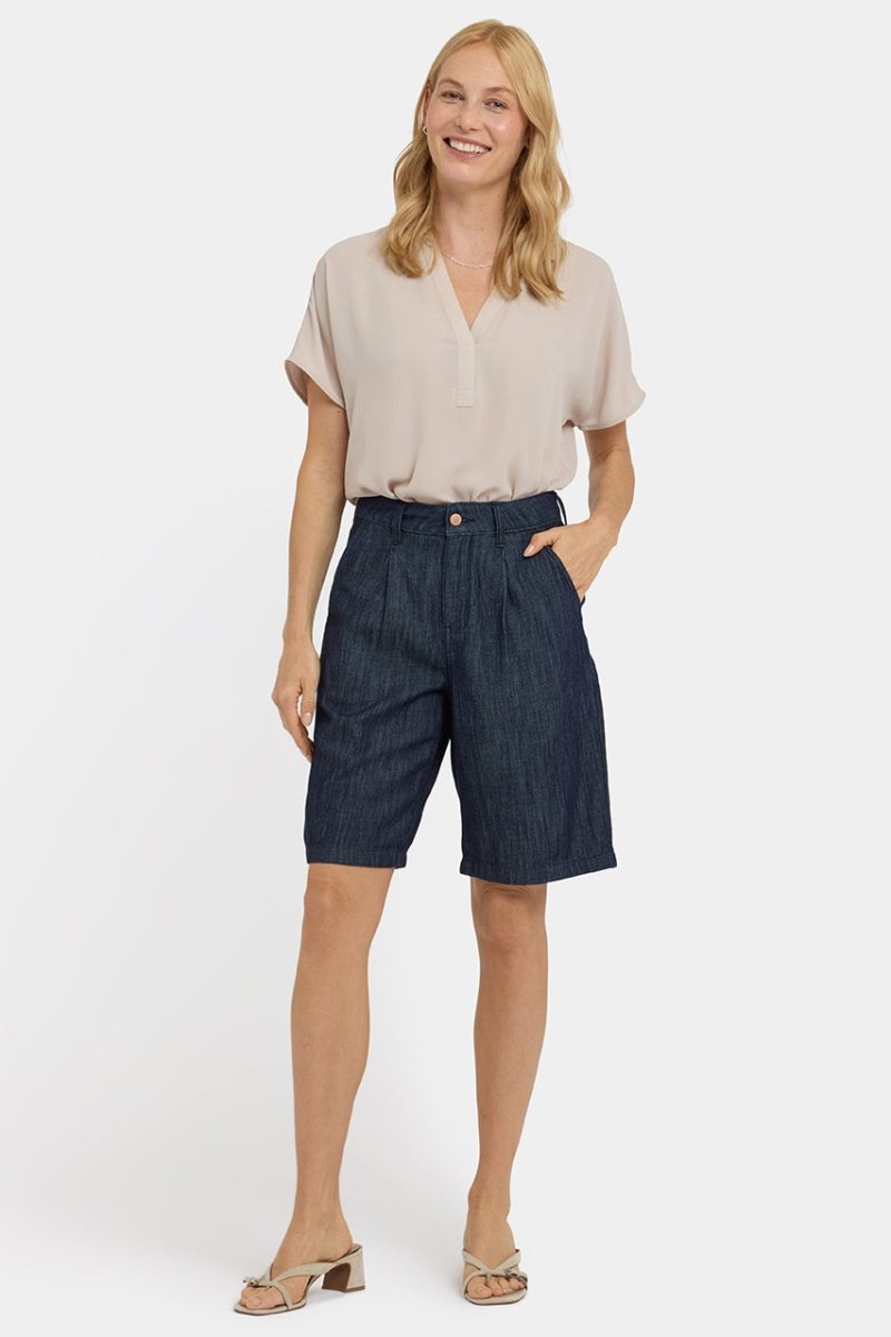 Gwen Relaxed Bermuda Denim Shorts | Dark Indigo | Pants | NYDJ