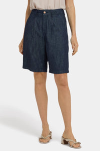 Gwen Relaxed Bermuda Denim Shorts | Dark Indigo | Pants | NYDJ