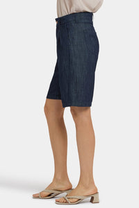 Gwen Relaxed Bermuda Denim Shorts | Dark Indigo | Pants | NYDJ
