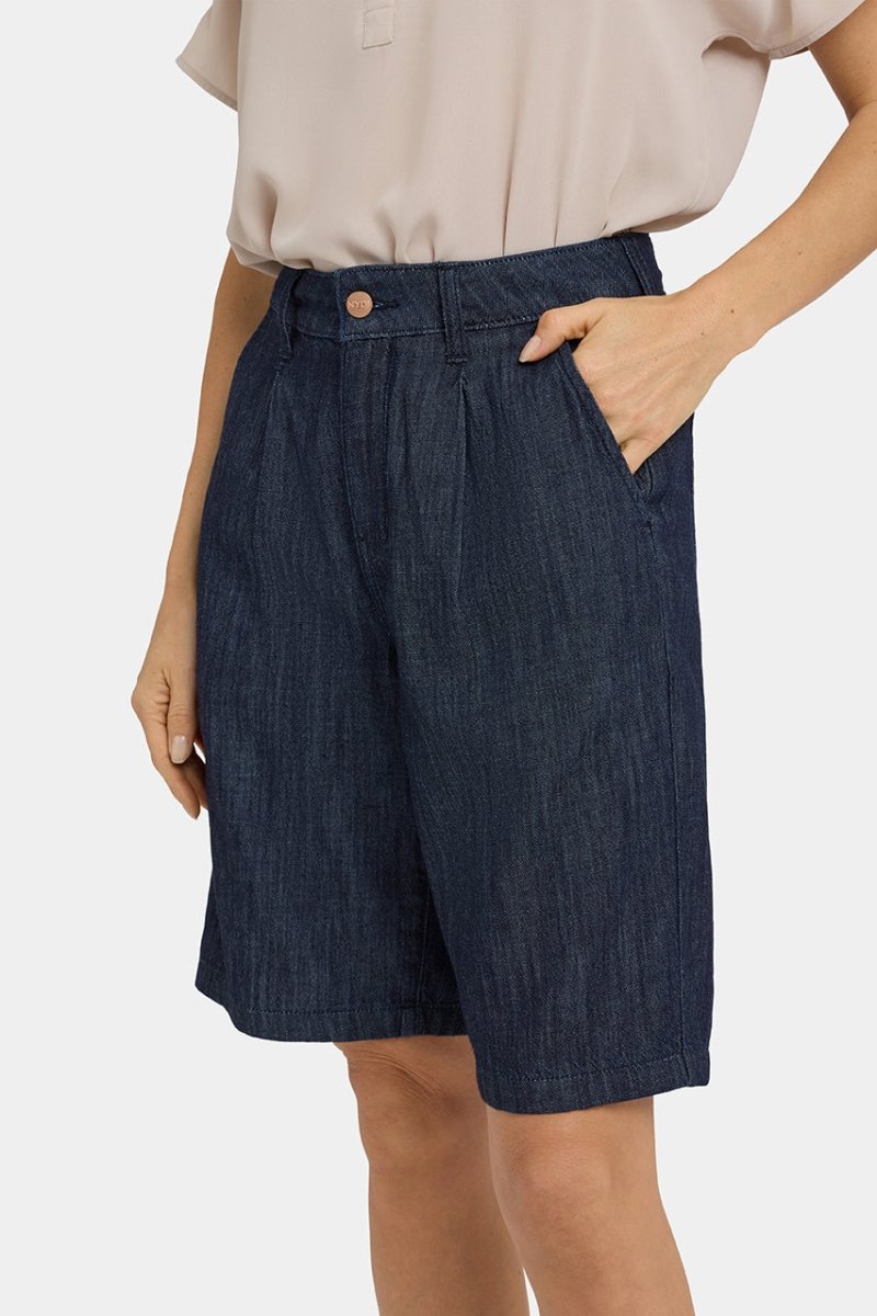 Gwen Relaxed Bermuda Denim Shorts | Dark Indigo | Pants | NYDJ
