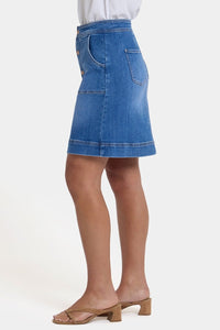 High Rise A-Line Utility Denim Skirt | Blue Paradise | Denim | NYDJ