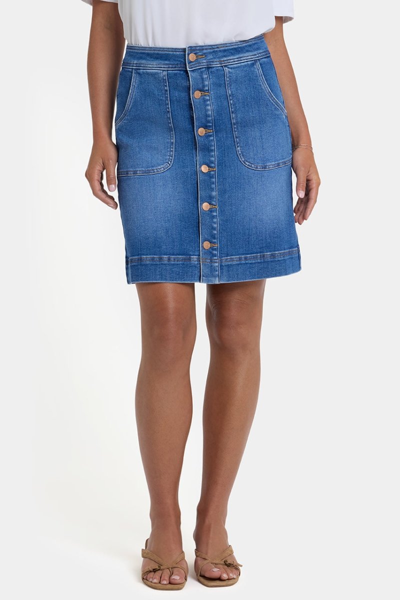 High Rise A-Line Utility Denim Skirt | Blue Paradise | Denim | NYDJ