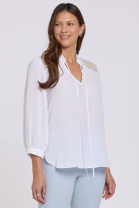 Lorelei Lace Yoke Blouse | Optic White | Blouse | NYDJ