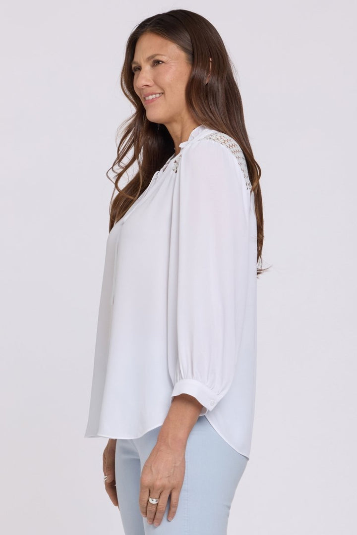 Lorelei Lace Yoke Blouse | Optic White | Blouse | NYDJ