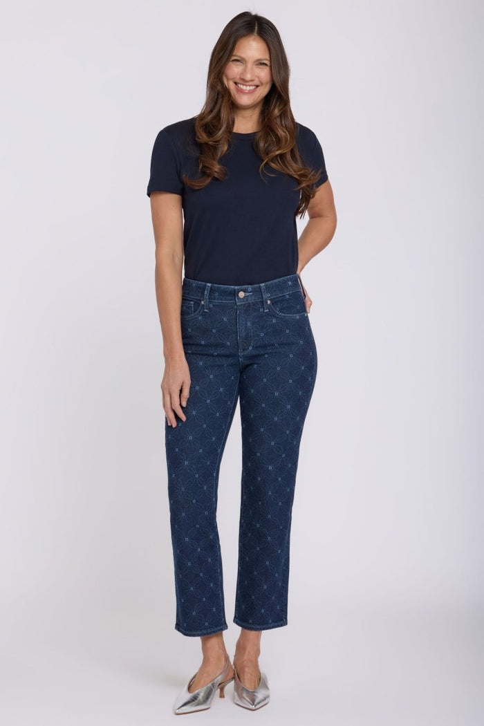 Marilyn Straight Ankle Jeans | Geo Flower Print | Denim | NYDJ