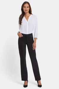 Marilyn Straight Pants in Stretch Faux Suede | Black | Non Denim | NYDJ