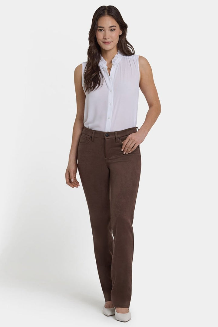 Marilyn Straight Pants in Stretch Faux Suede | Coffee Bean - NYDJ