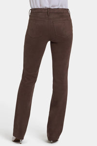Marilyn Straight Pants in Stretch Faux Suede | Coffee Bean | Non Denim | NYDJ