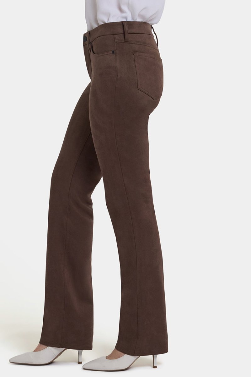 Marilyn Straight Pants in Stretch Faux Suede | Coffee Bean | Non Denim | NYDJ