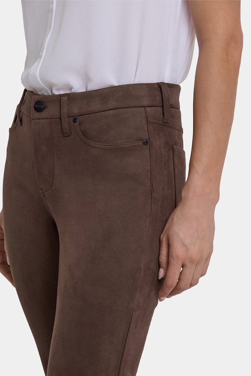 Marilyn Straight Pants in Stretch Faux Suede | Coffee Bean | Non Denim | NYDJ