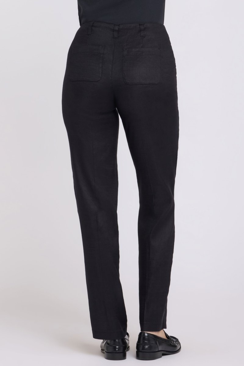 Marilyn Straight Pants In Stretch Linen | Black - NYDJ