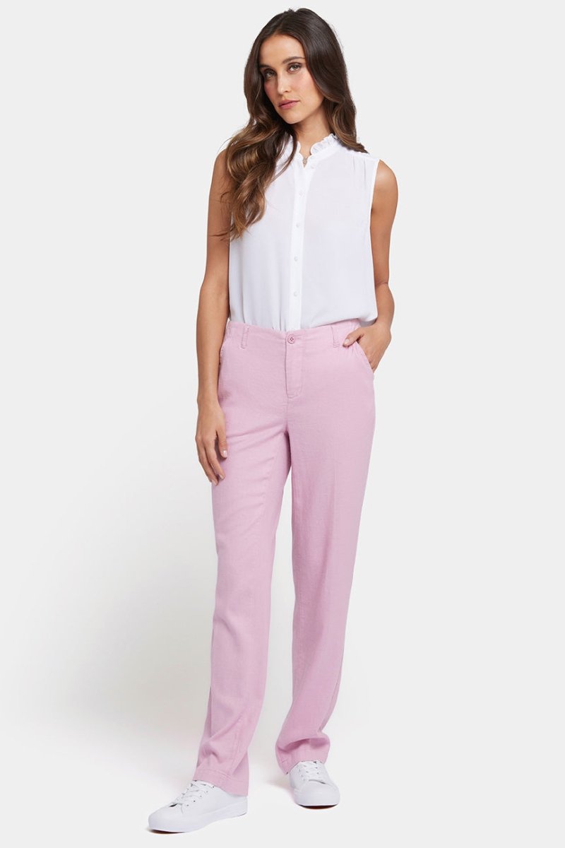Marilyn Straight Pants In Stretch Linen | Pink Nectar | Pants | NYDJ