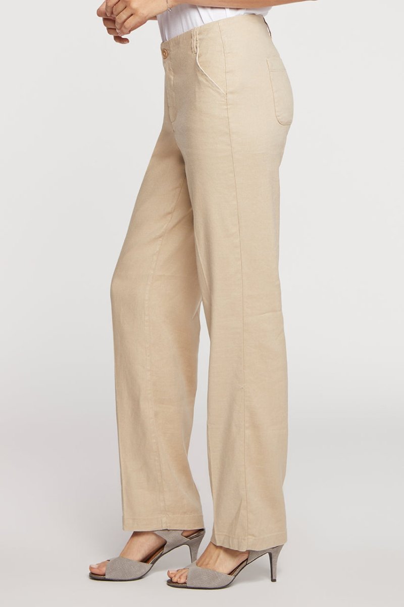Marilyn Trouser Beige Stretch Linen | Straw | Pants | NYDJ