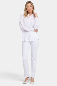 Pleated Peasant Blouse | Optic White | Blouse | NYDJ